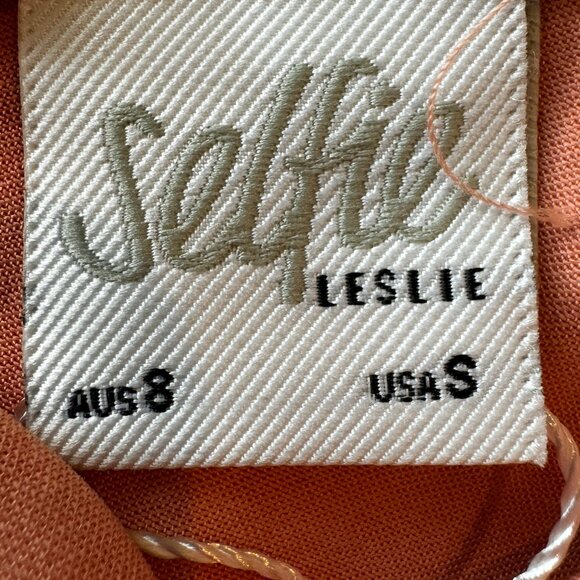 New! Selfie Leslie Tie Back Mini Slip Dress in Satin Apricot Size Small - Picture 4 of 10